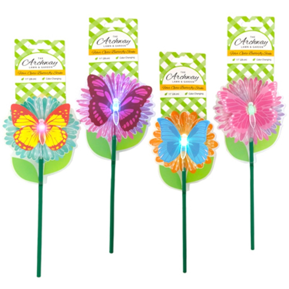 3 Fiber Optic Butterfly Stake light up
